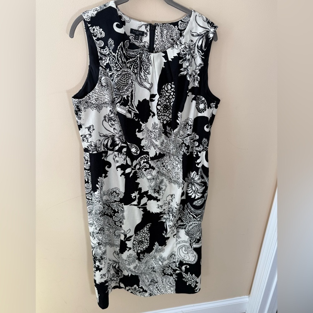 Talbots Black + White Floral Sleeveless Dress - 2